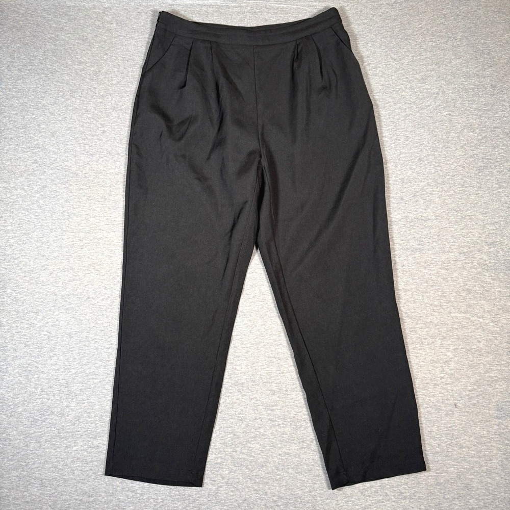 SHEIN Womens Black Pleated Straight Leg Trousers Size XL 12